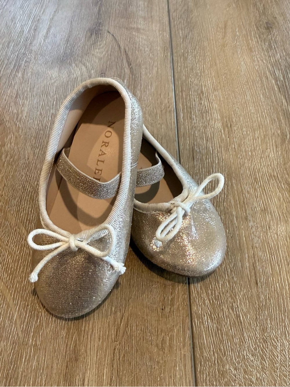 Noralee Girls' Glitter Mary Jane Ballet Flats in Champagne